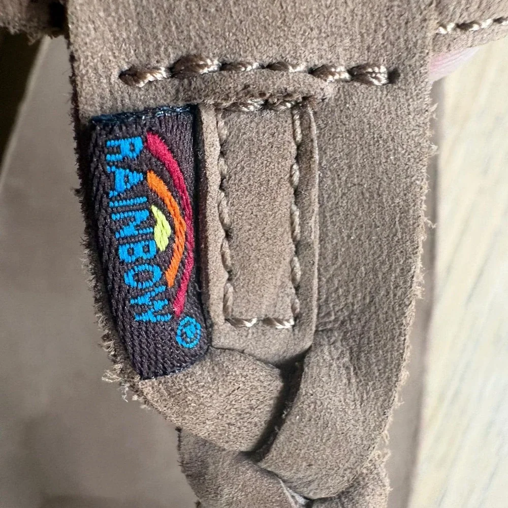 NWOT Rainbow T-Street Brwn Sandal Leather Braided Strap Thongs Wmns L; US7.5-8.5 - Picture 5 of 7